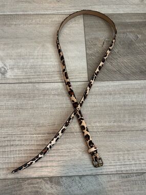 Leopard Print Skinny Women's Belt - Tan and Black